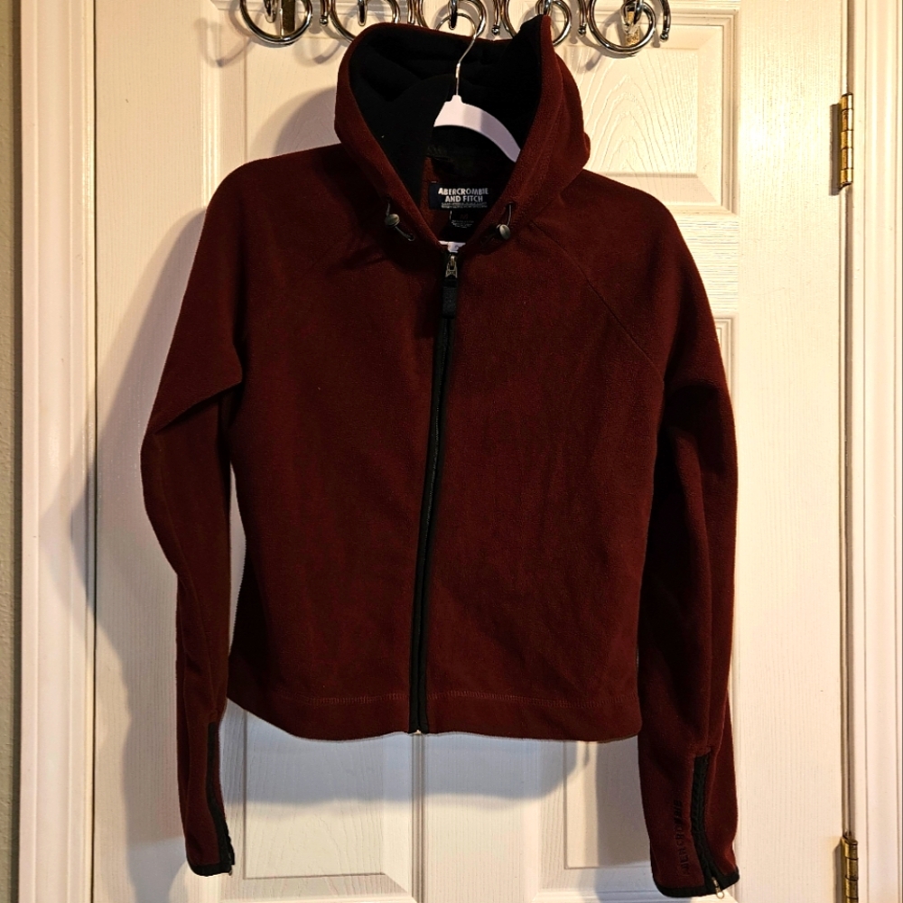 Abercrombie & Fitch Women's Zip Sherpa Fleece Deep Pile Hooded Jacket Med